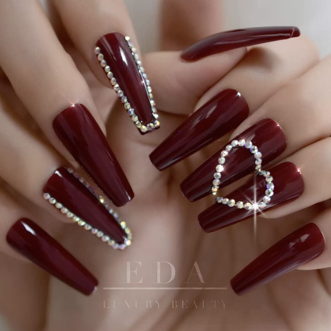 Maroon 3D Nails That Pop