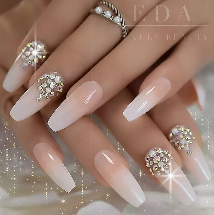 2025 3D Crystal Coffin Nails with Sparkle Pop