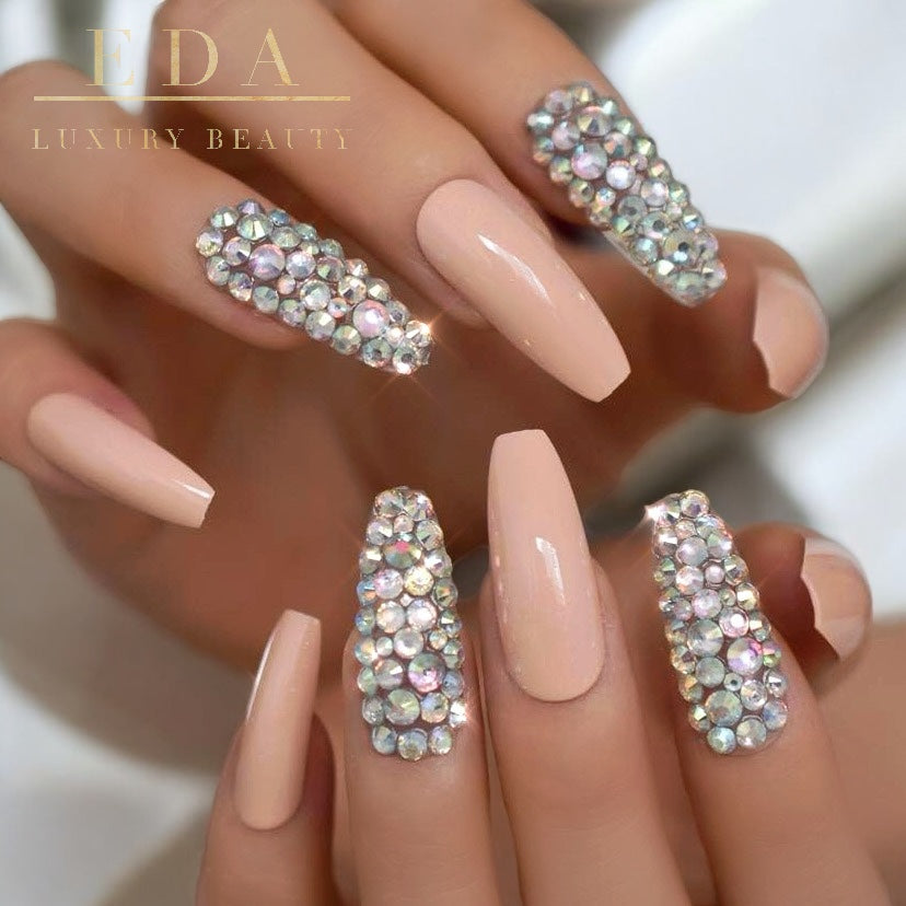 Glitter Nude Nails with Gloss Shine