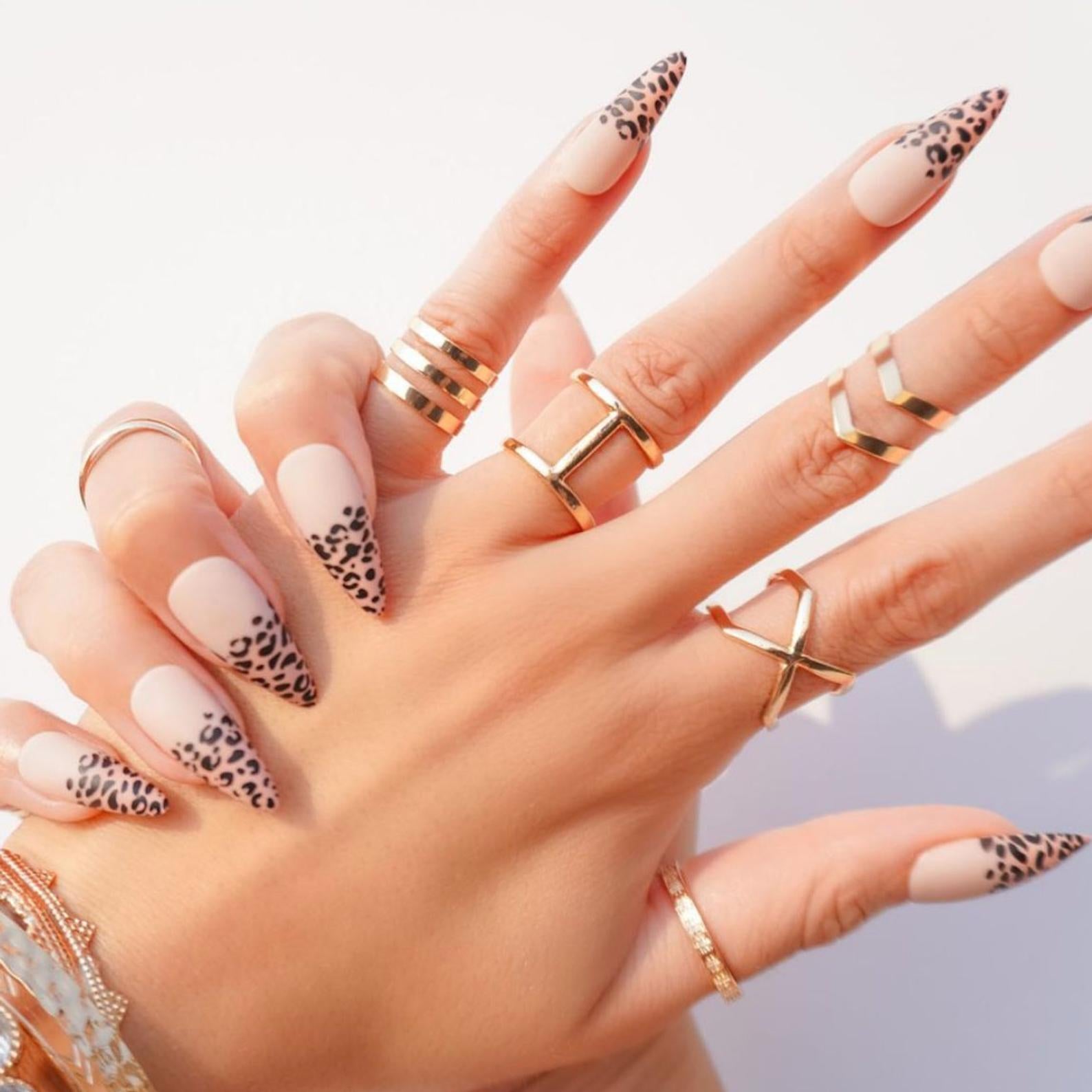 Leopard Pattern Nails with Matte Edge