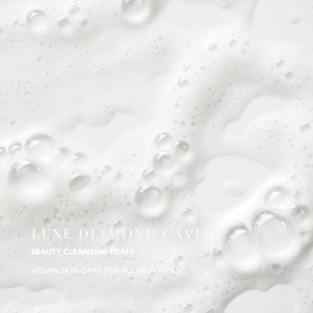 Luxe Diamond Caviar Beauty Cleansing Foam - Anti-Aging With Caviar Extract Collagen, Daily Anti-Wrinkle Face Cleanser, Hydrating & Tightening Pores - Vegan & Paraben-Free