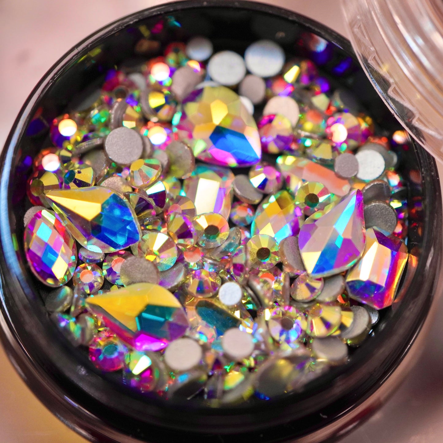 Diamond Crystals | Flatback | Gemstones | Rhinestones | 3D Nail Art & Decor Kit | 4-Pieces | Full Set
