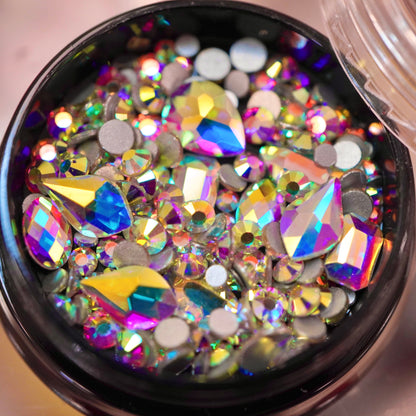 Diamond Crystals | Flatback | Gemstones | Rhinestones | 3D Nail Art & Decor Kit | 4-Pieces | Full Set