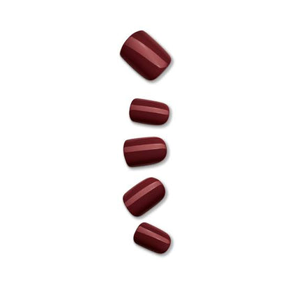Sweet Taste | Dark Red, Burgundy | Glossy | Square, Coffin | Short, Medium | Reusable Press On Nails Set
