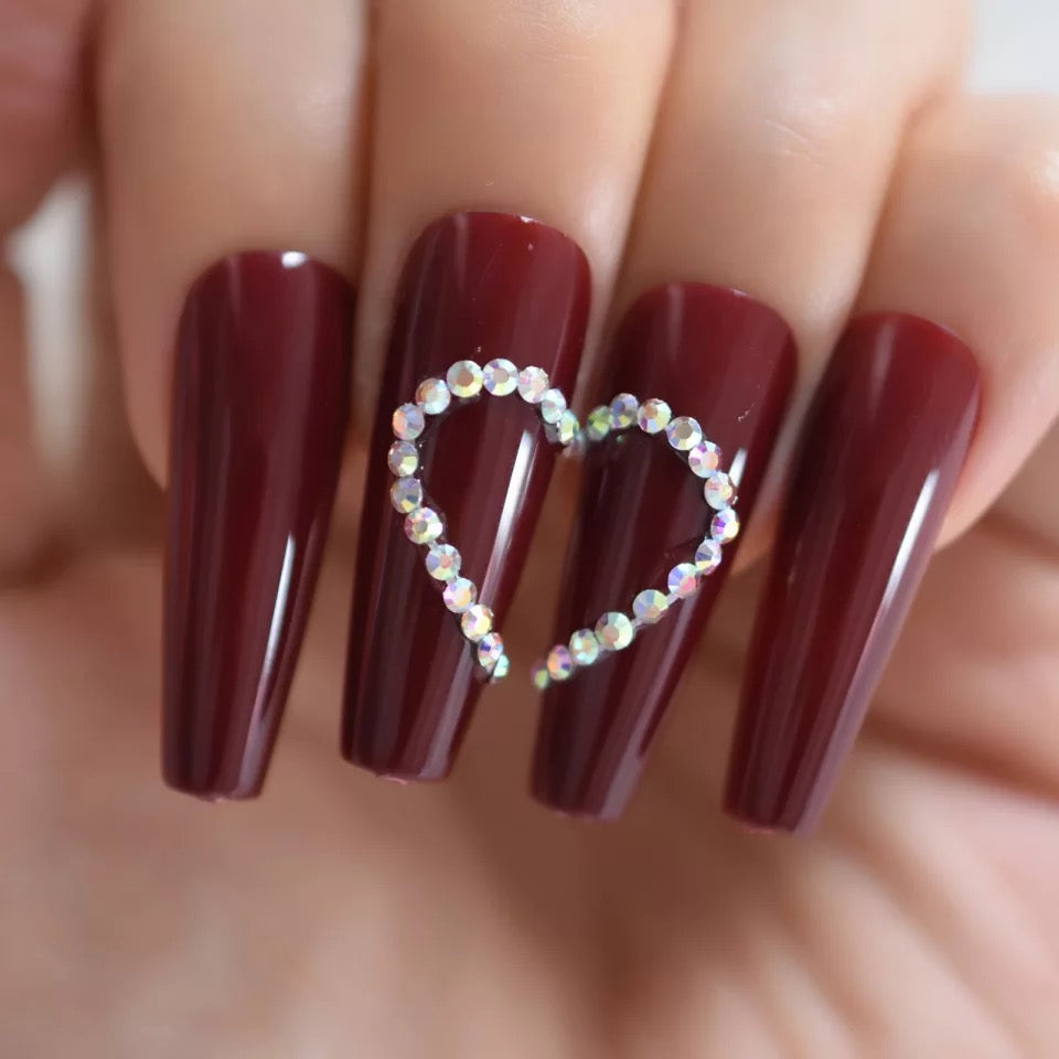 Maroon 3D Nails That Pop