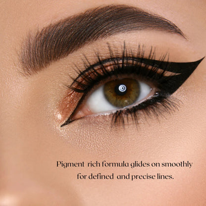 Black Mascara and Liquid Eyeliner Set, Waterproof 4D Silk Fiber Eye Makeup Duo - Long Lasting Lift & Curl for Lashes and High Pigmented Smudge-Proof Eye Liner