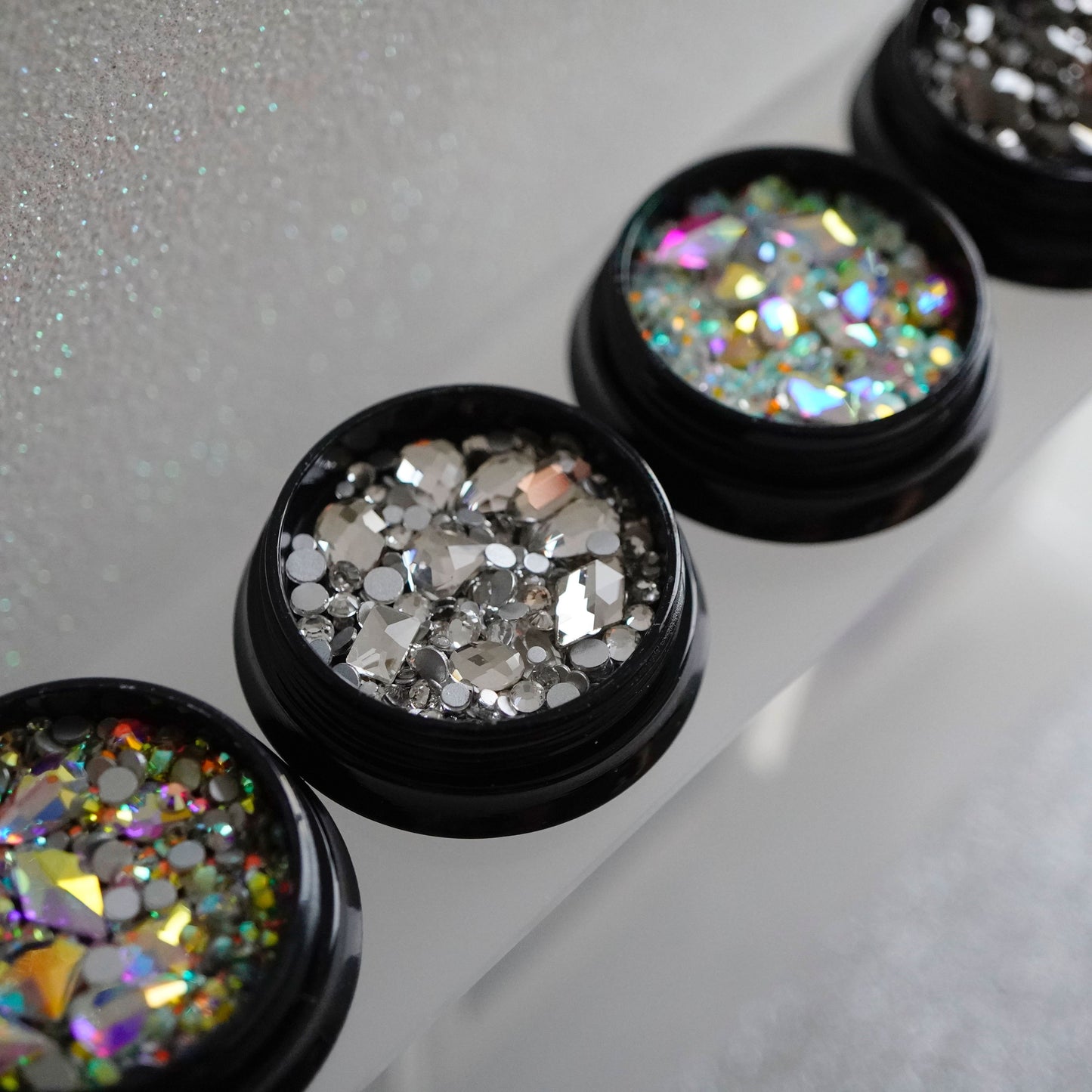 Diamond Crystals | Flatback | Gemstones | Rhinestones | 3D Nail Art & Decor Kit | 4-Pieces | Full Set