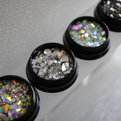 Diamond Crystals | Flatback | Gemstones | Rhinestones | 3D Nail Art & Decor Kit | 4-Pieces | Full Set