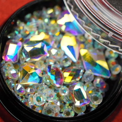 Diamond Crystals | Flatback | Gemstones | Rhinestones | 3D Nail Art & Decor Kit | 4-Pieces | Full Set
