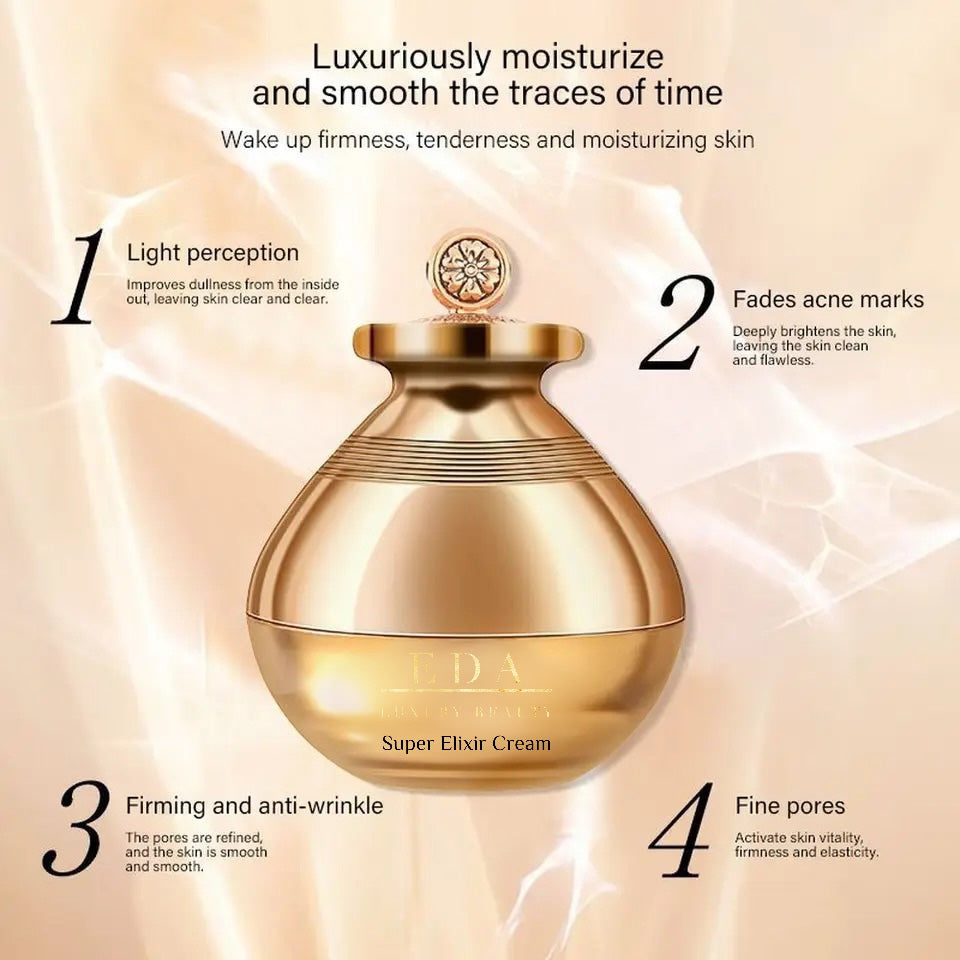Luxe Diamond Caviar Super Elixir Cream - Anti-Aging With Caviar Extract Collagen, Daily Anti-Wrinkle Moisturizer, Hydrating & Tightening Pores - Vegan & Paraben-Free