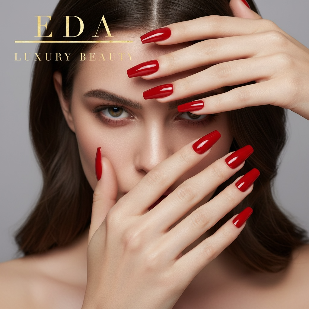 Rouge Radiance | Red | Glossy | Ballerina | Extra Long | Reusable Press On Nails Set