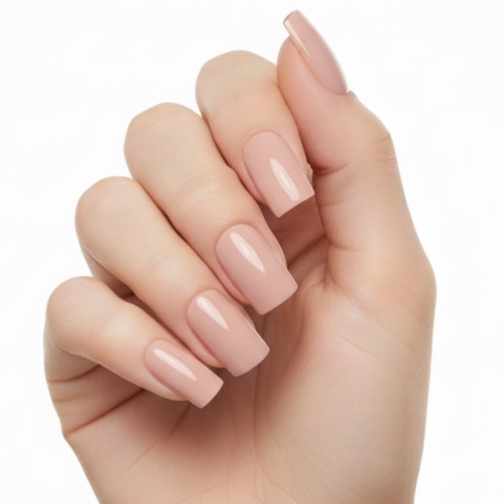 Bare Bliss | Natural | Nude Pink | Glossy | Square | Long | Reusable Press On Nails Set