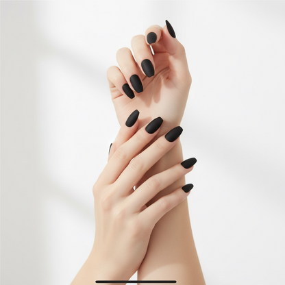 Dark Desire | Black | Matte | Gothic Design | Coffin | Long | Reusable Press On Nails Set