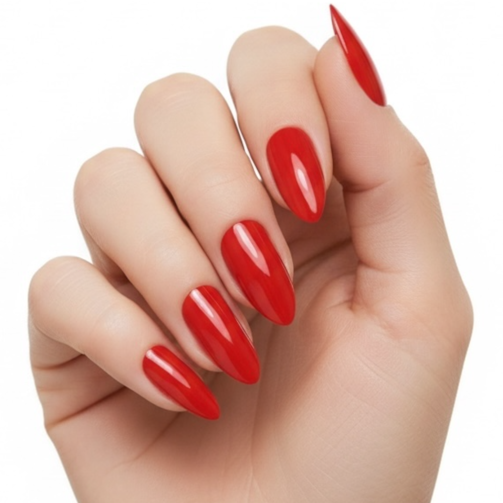 Hot Glam | Red | Glossy | Stiletto | Long | Reusable Press On Nails Set
