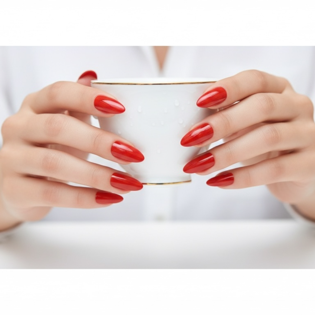 Hot Glam | Red | Glossy | Stiletto | Long | Reusable Press On Nails Set