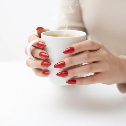 Hot Glam | Red | Glossy | Stiletto | Long | Reusable Press On Nails Set