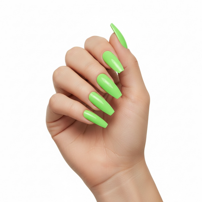 Minty Fierce | Green | Glossy | Ballerina | Extra Long | Reusable Press On Nails Set