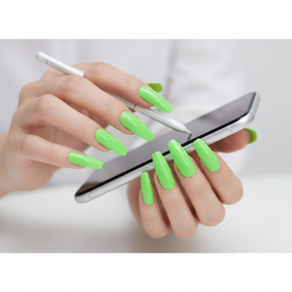 Minty Fierce | Green | Glossy | Ballerina | Extra Long | Reusable Press On Nails Set