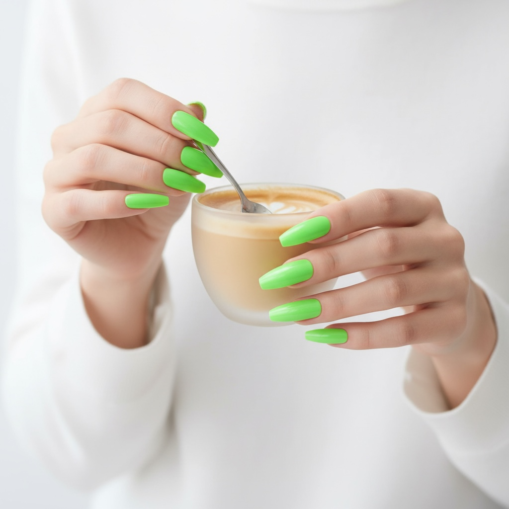 Minty Fierce | Green | Glossy | Ballerina | Extra Long | Reusable Press On Nails Set