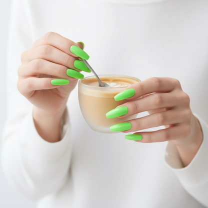 Minty Fierce | Green | Glossy | Ballerina | Extra Long | Reusable Press On Nails Set