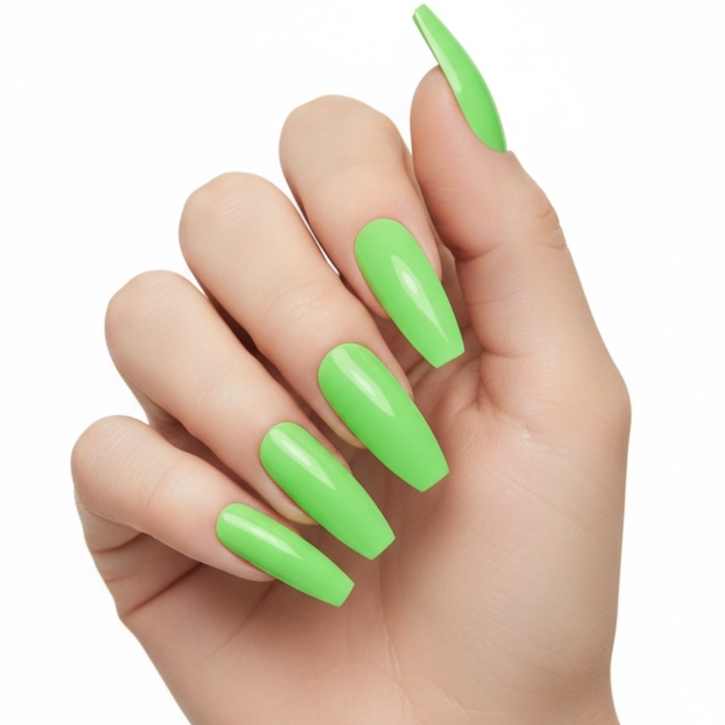 Minty Fierce | Green | Glossy | Ballerina | Extra Long | Reusable Press On Nails Set