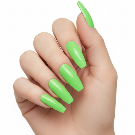 Minty Fierce | Green | Glossy | Ballerina | Extra Long | Reusable Press On Nails Set