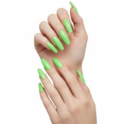 Minty Fierce | Green | Glossy | Ballerina | Extra Long | Reusable Press On Nails Set