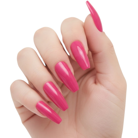 Wild Rose | Pink | Glossy | Ballerina | Extra Long | Reusable Press On Nails Set