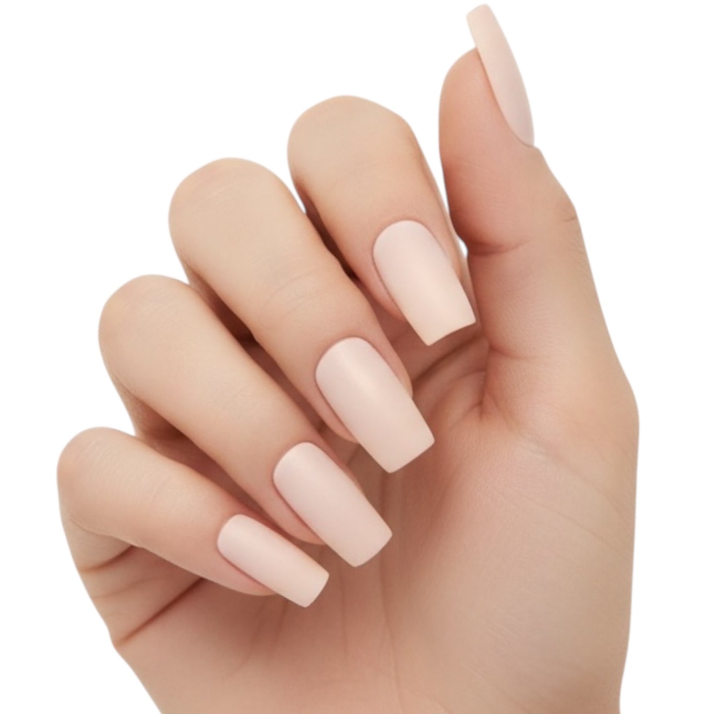 Soft Sand | Natural | Nude Beige | Shimmery Matte | Square | Long | Reusable Press On Nails Set