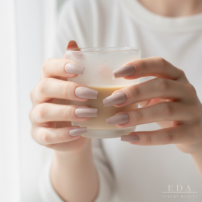 Neutral Chic | Natural | Nude Beige | Glossy | Ballerina | Extra Long | Reusable Press On Nails Set