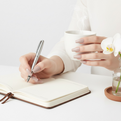 Neutral Chic | Natural | Nude Beige | Glossy | Ballerina | Extra Long | Reusable Press On Nails Set