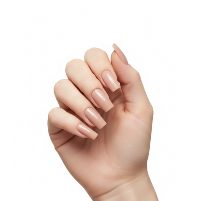 Sun Kissed | Nude Pink | Glossy Shimmer | Square | Long | Reusable Press On Nails Set