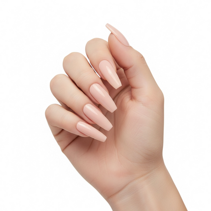 Bare Bombshell | Nude Pink | Glossy | Ballerina | Extra Long | Reusable Press On Nails Set