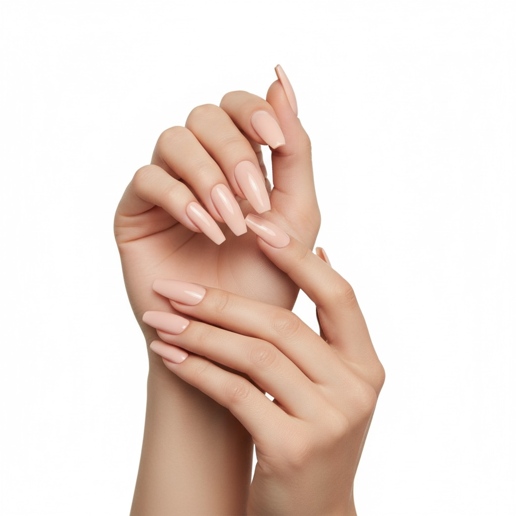 Bare Bombshell | Nude Pink | Glossy | Ballerina | Extra Long | Reusable Press On Nails Set