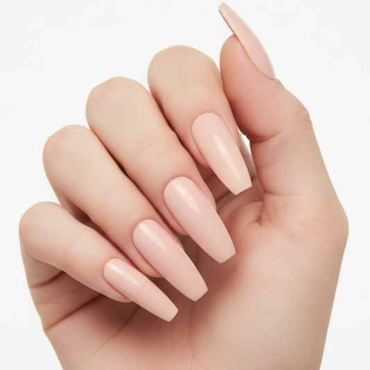 Bare Bombshell | Nude Pink | Glossy | Ballerina | Extra Long | Reusable Press On Nails Set