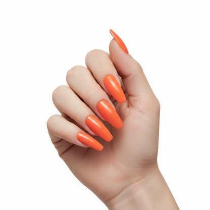 Pumpkin Spice | Orange | Glossy | Ballerina | Extra Long | Reusable Press On Nails Set