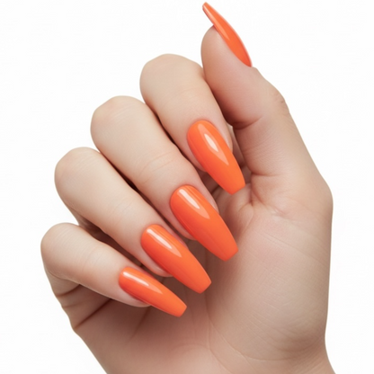 Pumpkin Spice | Orange | Glossy | Ballerina | Extra Long | Reusable Press On Nails Set