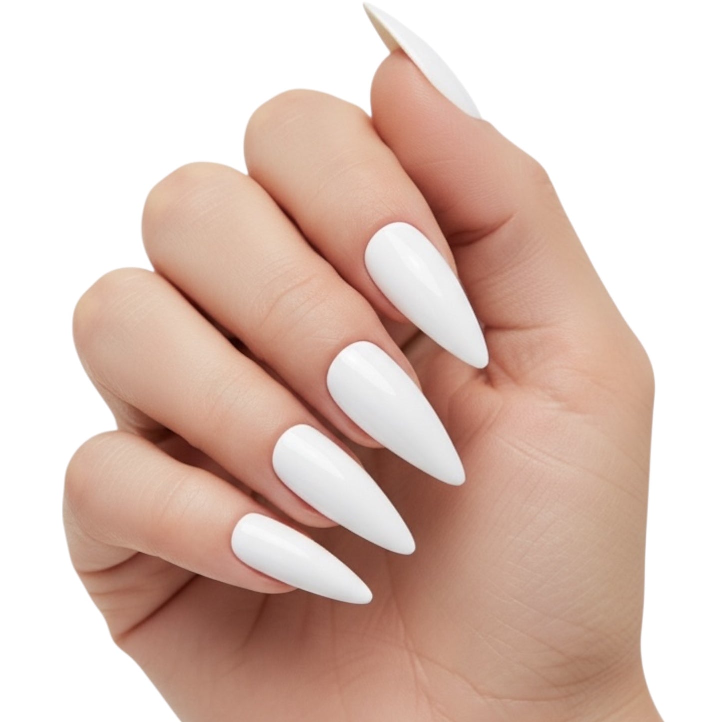 Blanc Strike | White | Glossy | Sharp, Stiletto | Extra Long | Reusable Press On Nails Set