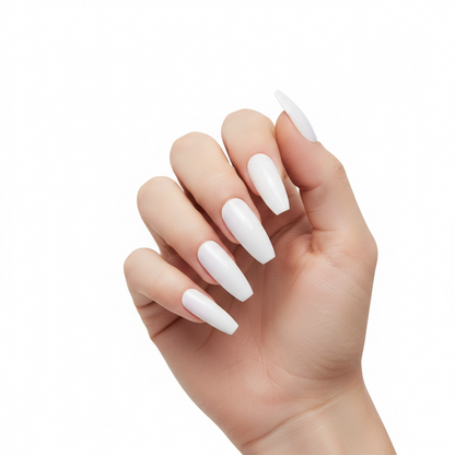 Milky Dream | White | Glossy | Ballerina | Extra Long | Reusable Press On Nails Set