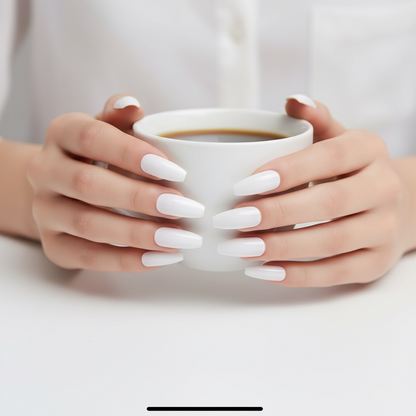 Milky Dream | White | Glossy | Ballerina | Extra Long | Reusable Press On Nails Set