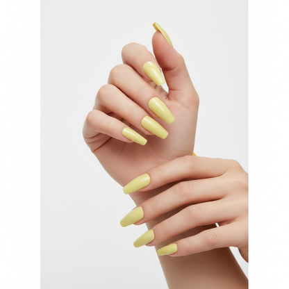 Sunny Ballet | Pastel Yellow | Glossy | Ballerina | Extra Long | Reusable Press On Nails Set