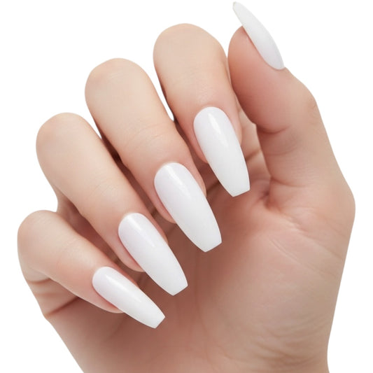 Milky Dream | White | Glossy | Ballerina | Extra Long | Reusable Press On Nails Set