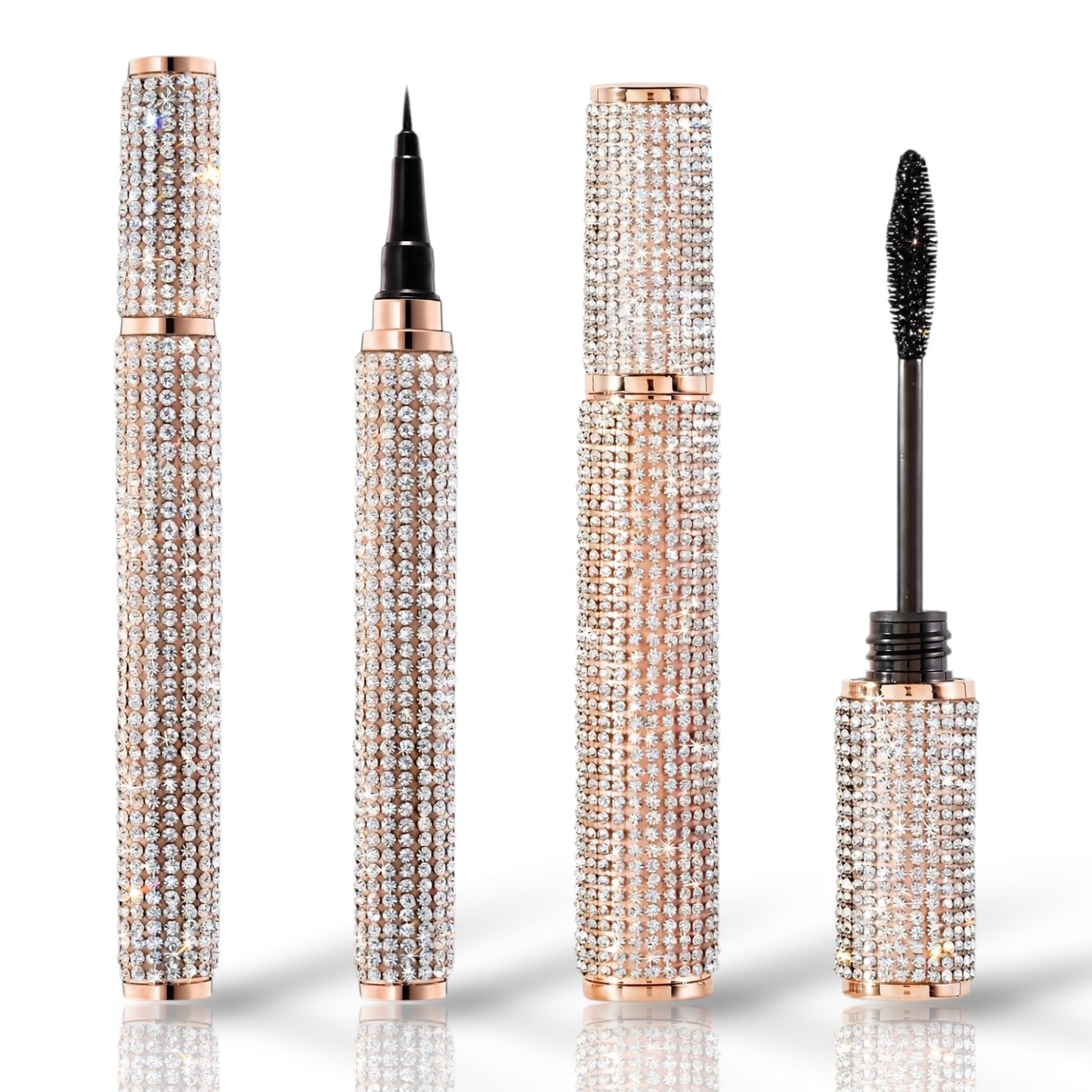 Black Mascara and Liquid Eyeliner Set, Waterproof 4D Silk Fiber Eye Makeup Duo - Long Lasting Lift & Curl for Lashes and High Pigmented Smudge-Proof Eye Liner