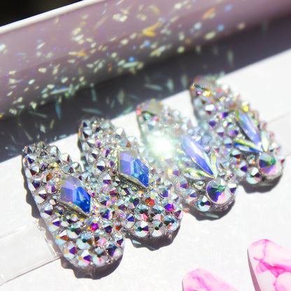 Diamond Crystals | Flatback | Gemstones | Rhinestones | 3D Nail Art & Decor Kit | 4-Pieces | Full Set