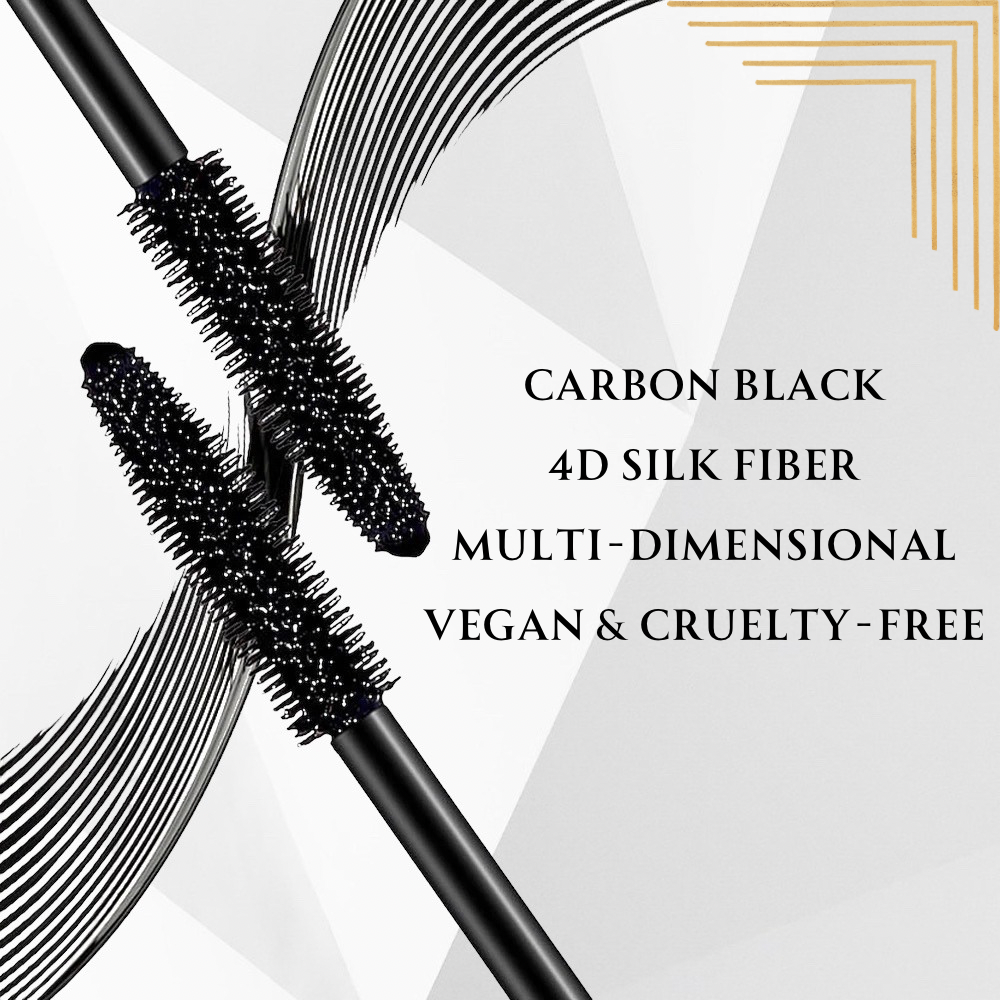 Black Mascara and Liquid Eyeliner Set, Waterproof 4D Silk Fiber Eye Makeup Duo - Long Lasting Lift & Curl for Lashes and High Pigmented Smudge-Proof Eye Liner